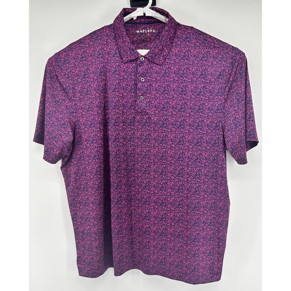 Maelreg Performance Polo Short Sleeve Fuchsia And Blue Men's 2XL